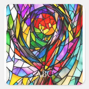 Cosmic-verklebtes Glas-Design Quadratischer Aufkleber