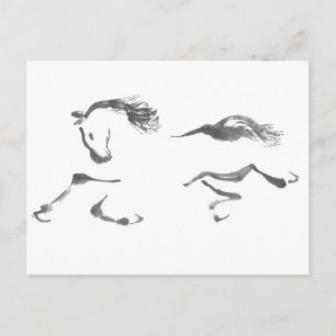 Cosmic Wanderer, Sumi-e Year of the Horse Feiertagspostkarte