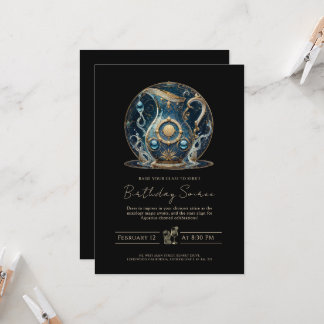 Cosmic Water Bearer Star Schild Black Gold Aquariu Einladung