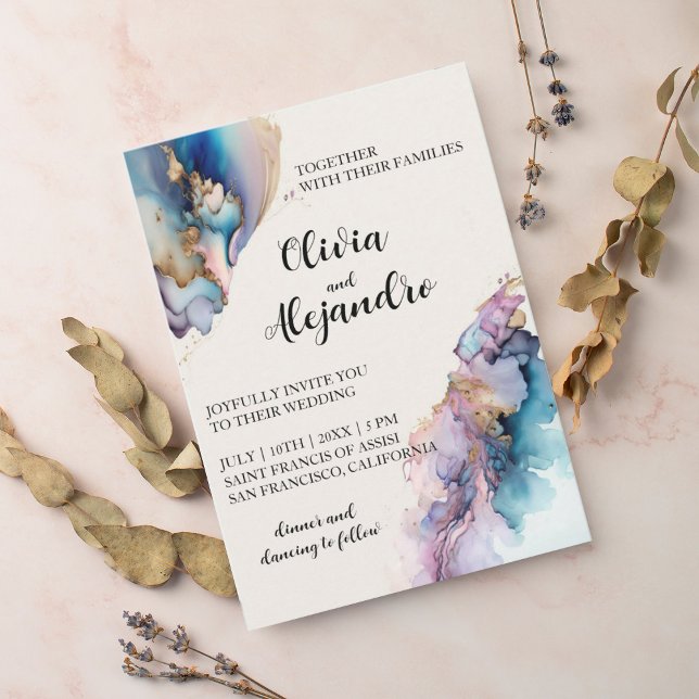 Cosmic Watercolor Wedding Einladung (Von Creator hochgeladen)