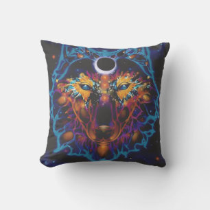 "Cosmic Wolf Pillow - Mystical Galaxy Art Kissen