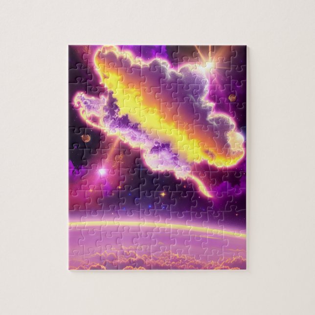 Cosmic Yellow Lila Cloud Zap Raumatmosphäre Puzzle (Vertikal)