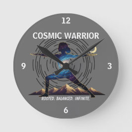 Cosmic Yoga Warrior - Galaxy Body Pose Runde Wanduhr