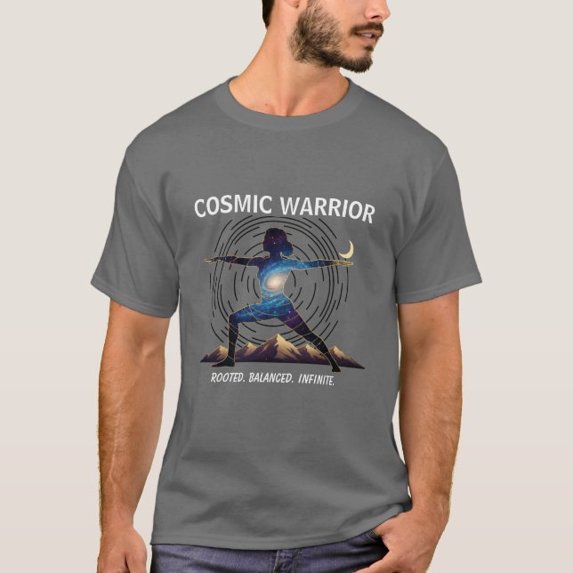 Cosmic Yoga Warrior | Galaxy Body Pose T-Shirt (Vorderseite)