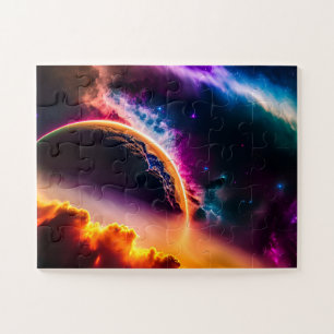Cosmische farbenfrohe Wolken mit Fun Planet Landsc Puzzle