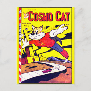 Cosmo Cat No.5, Funny Vintages Comic Buchcover Postkarte