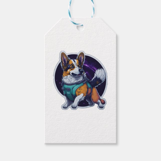 Cosmo der Spacedog Traveller Galactic Dog Geschenkanhänger (Vorderseite)