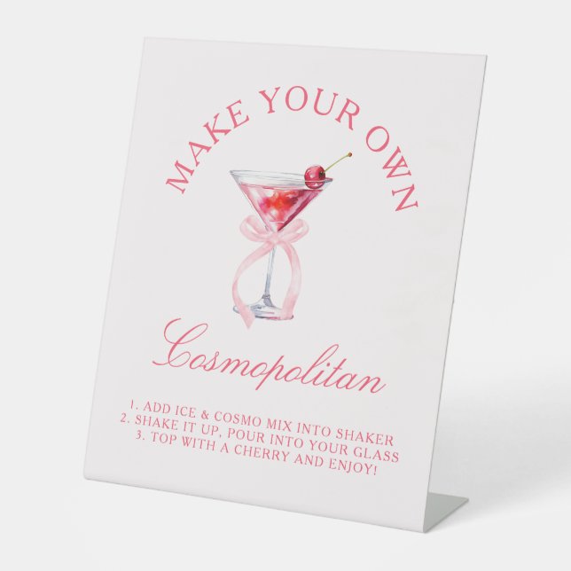 Cosmopolitan Bar Coquette Cherries Bachelorette Sockelschild (Vorderseite)