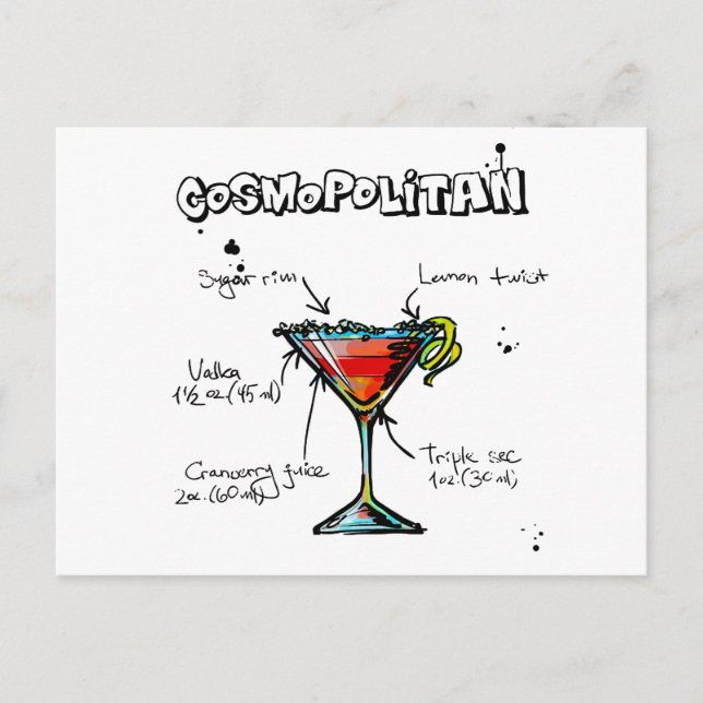 Cosmopolitan Cocktail Rezept Postkarte (Vorderseite)