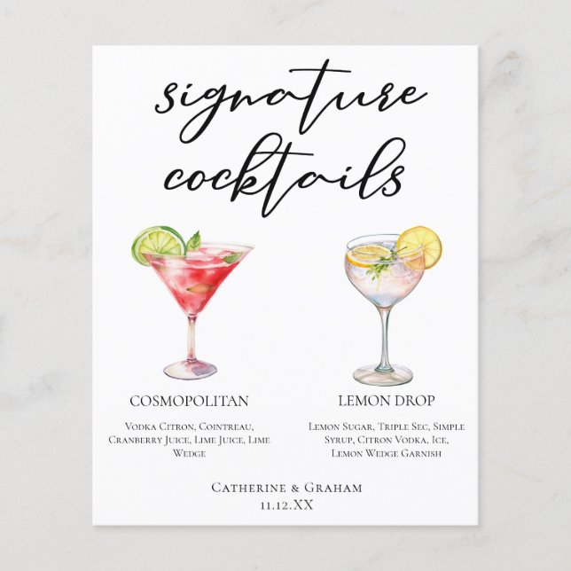 Cosmopolitan Lemon Drop Signature Cocktails Menü (Vorderseite)