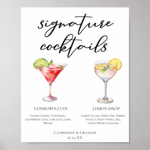 Cosmopolitan Lemon Drop Signature Cocktails Menü Poster