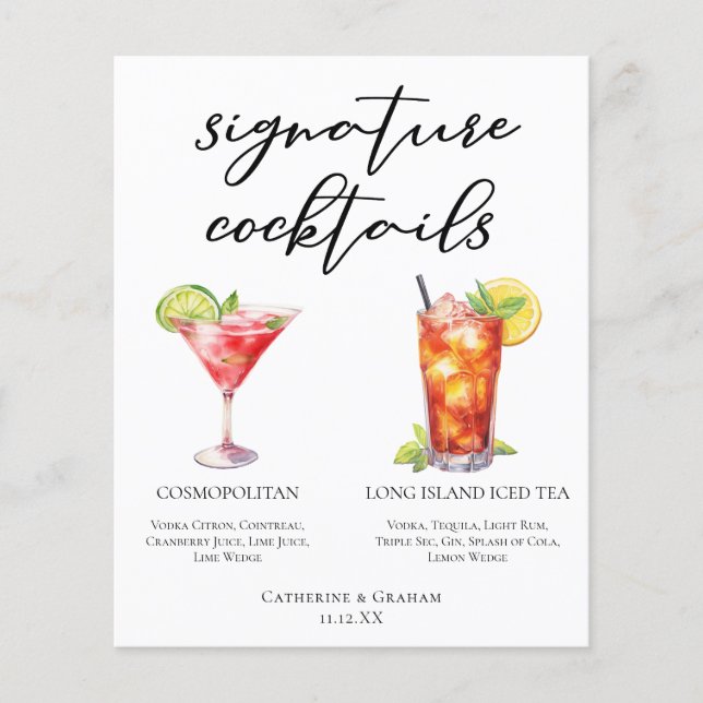Cosmopolitan Long Island Signature Cocktails Menü (Vorderseite)