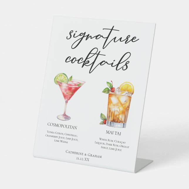 Cosmopolitan Mai Tai Signature Cocktails Menü Sockelschild (Vorderseite)