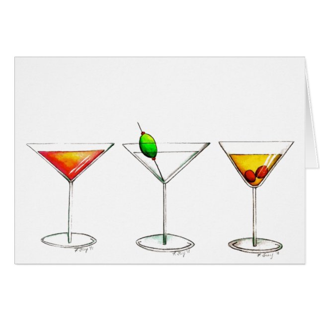 Cosmopolitan Martini Manhattan Cocktail Drink Card (Vorderseite (Horizontal))