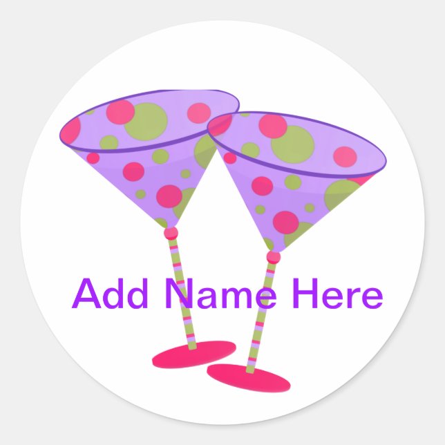 Cosmopolitan Martini Party Time ! Runder Aufkleber (Vorderseite)