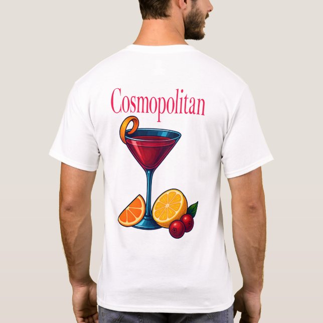 Cosmopolitan T-Shirt – Chic Pink Martini Cocktail (Rückseite)