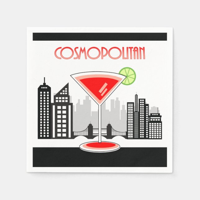 Cosmopoliter Cocktail Napkin, Lounge Thema Serviette (Vorderseite)