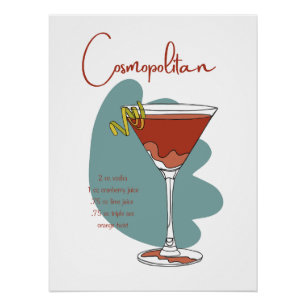 Cosmopolitische Cocktailkunst Print Stilvolle Wa Poster