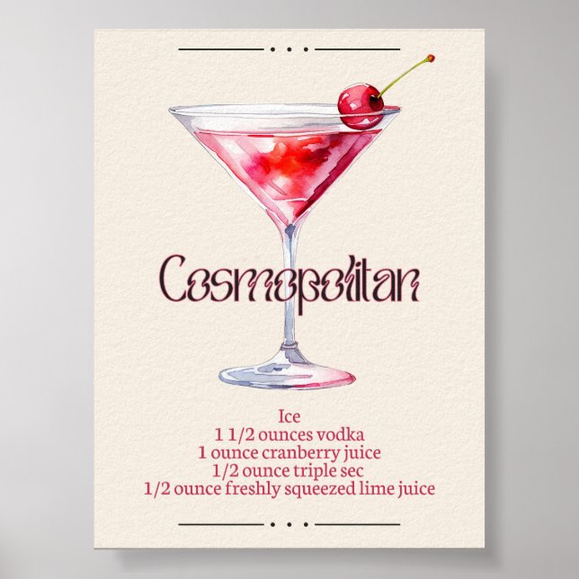 Cosmopolitische Kunstdrucke | Bar Deco Cocktail Po Poster (Vorne)