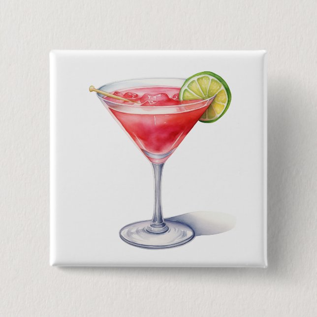 Cosmopolitischer Cocktail Drink Button (Vorderseite)