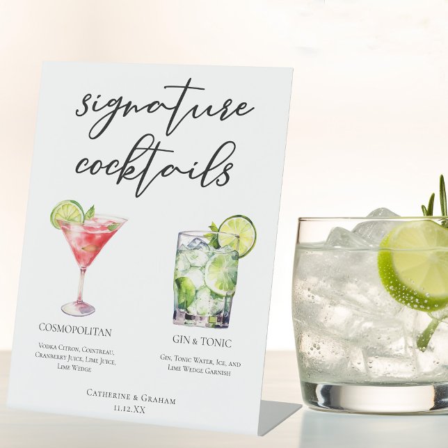 Cosmopolitisches Menü für Gin & Tonspur Cocktails Sockelschild (Von Creator hochgeladen)