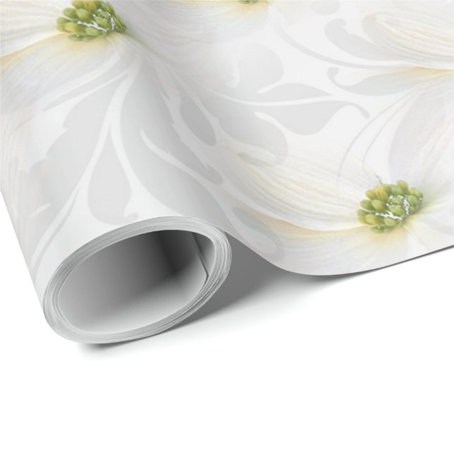 Cosmos-Blume auf White Wedding Elegance Geschenkpapier (Rolleneckpunkt)