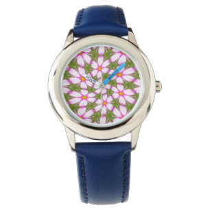 Cosmos-Blume-Muster Armbanduhr