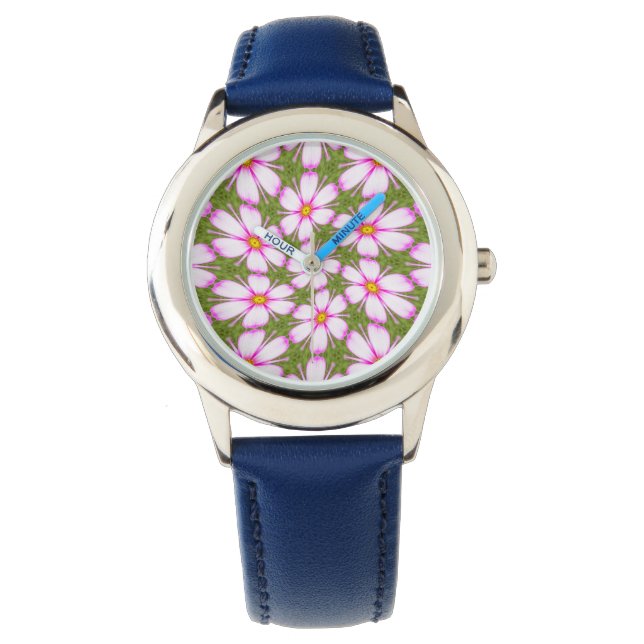 Cosmos-Blume-Muster Armbanduhr (Vorderseite)