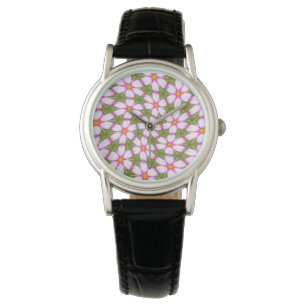 Cosmos-Blume-Muster Armbanduhr