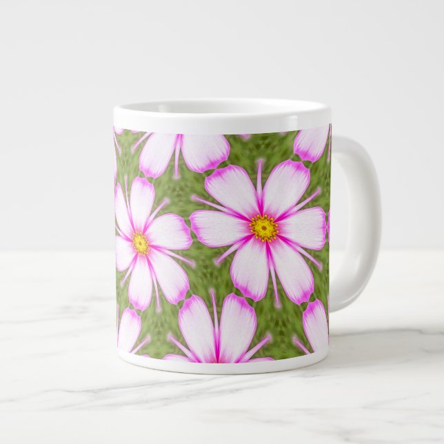 Cosmos-Blume-Muster Jumbo-Tasse (Vorderseite Rechts)