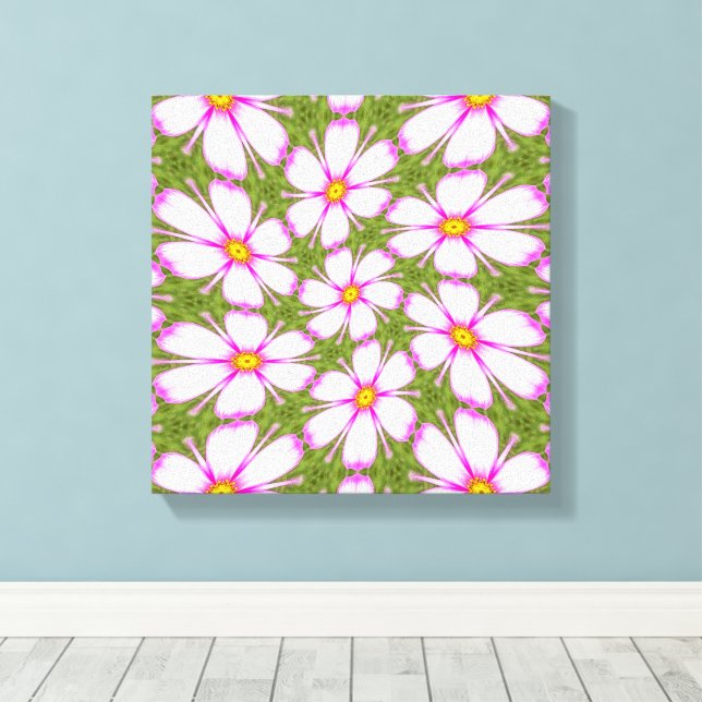 Cosmos-Blume-Muster Leinwanddruck (Insitu (Holzboden))