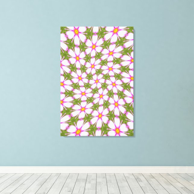 Cosmos-Blume-Muster Leinwanddruck (Insitu (Holzboden))