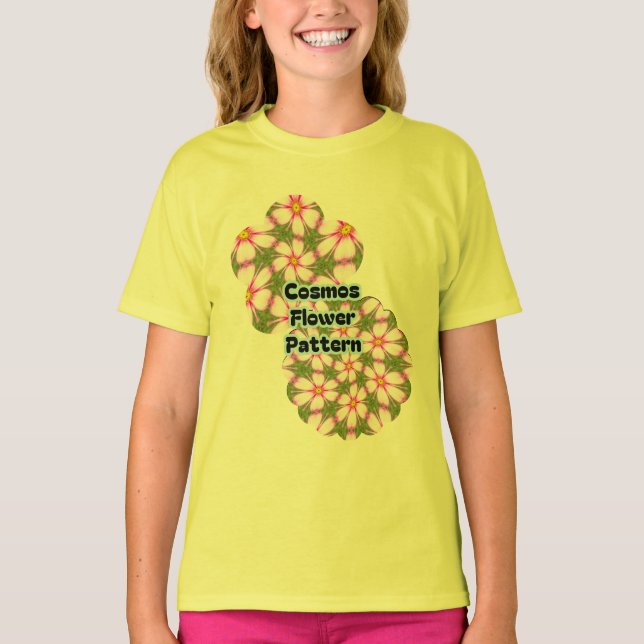 Cosmos-Blume-Muster T-Shirt (Vorderseite)