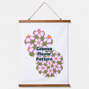 Cosmos-Blume-Muster Wandteppich Mit Holzrahmen
