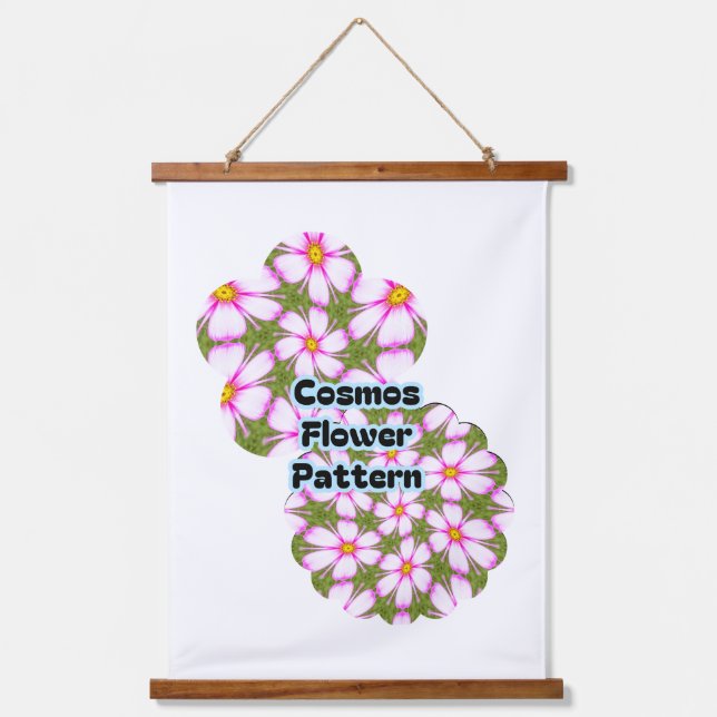 Cosmos-Blume-Muster Wandteppich Mit Holzrahmen (Vorderseite)