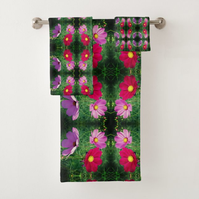 Cosmos Blume Trio Abstrakt Badhandtuch Set (Insitu)