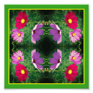 Cosmos Blume Trio Mirror Abstrakt 8x8 Fotodruck
