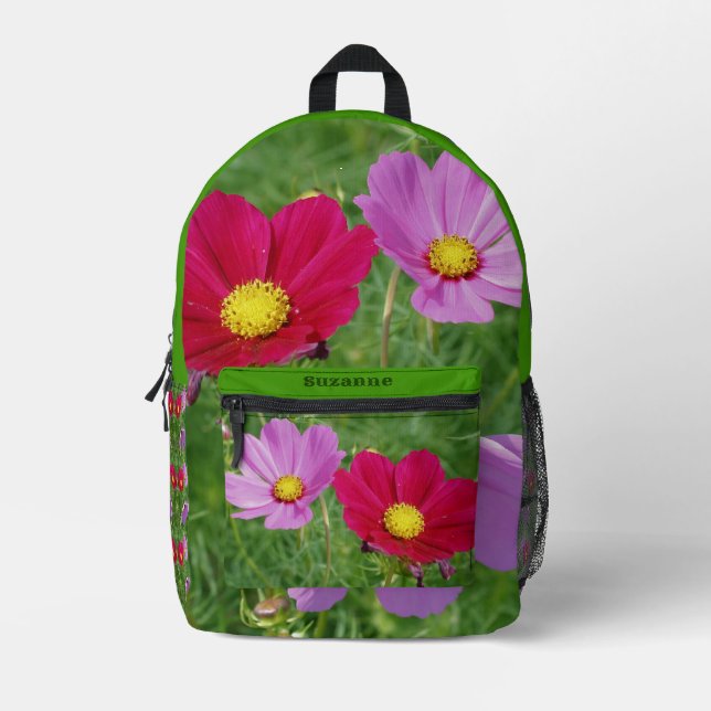 Cosmos Blume Trio Personalisiert Bedruckter Rucksack (Vorderseite)