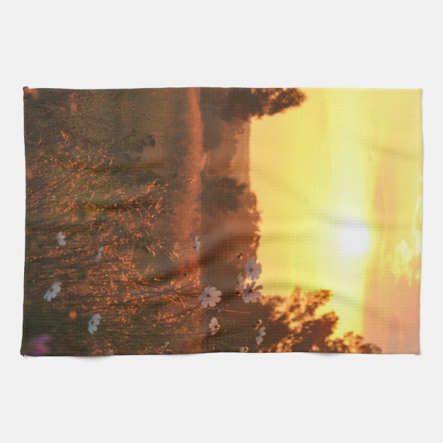 Cosmos-Blumen im Sonnenuntergang  Geschirrtuch (Horizontal)