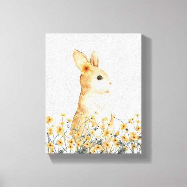 Cosmos Bunny Blume Holz Kinderzimmer Dekoration Leinwanddruck (Vorderseite)