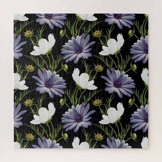Cosmos Daisy Floral Nahtlose Collage Puzzle (Vertikal)