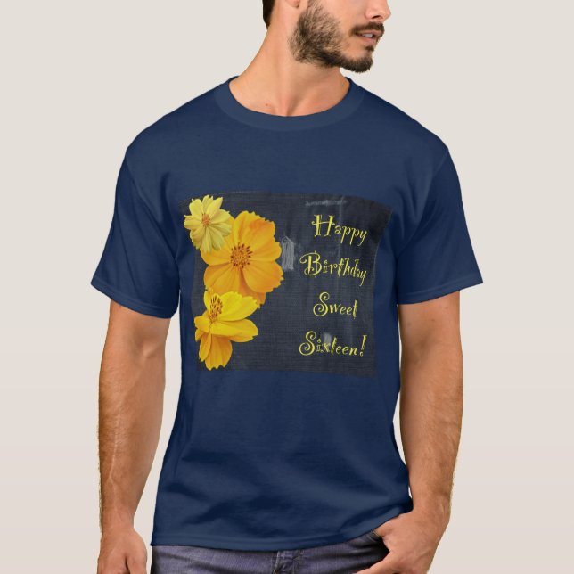 Cosmos Floral Birthday 16 . Geburtstag T-Shirt (Vorderseite)