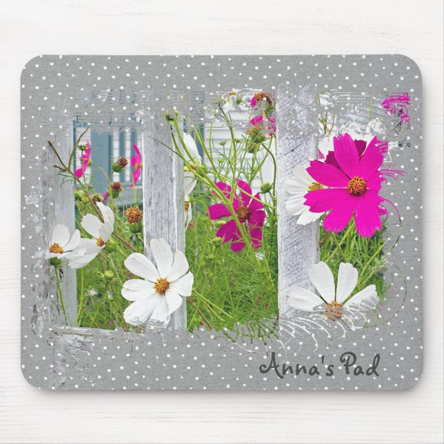 Cosmos Garden auf Polka Dots Mouse Pad Mousepad (Vorne)