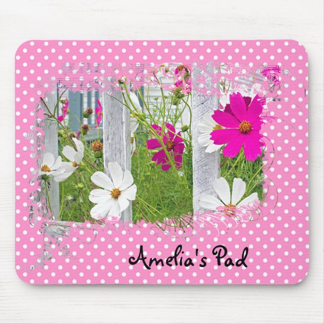 Cosmos Garden auf Polka Dots Mouse Pad Mousepad (Vorne)