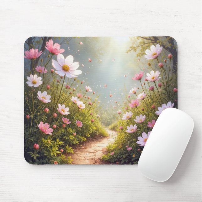 Cosmos Garden mit sonniger, dunkler Strecke Mousepad (Mit Mouse)