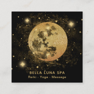 *~* Cosmos Gold Moon Glitzer Stars Shaman Quadratische Visitenkarte