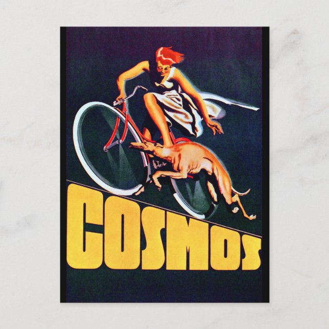 Cosmos Greyhound Fahrrad Postkarte (Vorderseite)