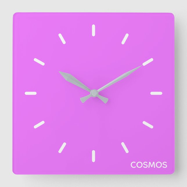 Cosmos lila Farbname Quadratische Wanduhr (Vorderseite)