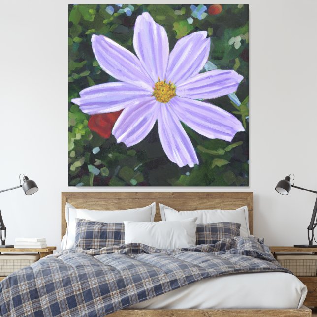 Cosmos Purple Large Floral Leinwanddruck (Insitu (Schlafzimmer))