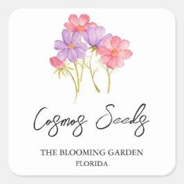 Cosmos-Saatschild Quadratischer Aufkleber